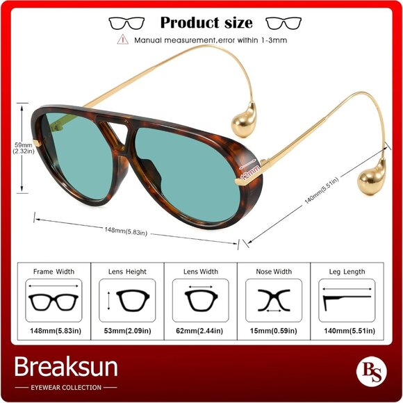 Tortoise Shell Aviator Sunglasses with Gold Accents - Picture 7 of 8